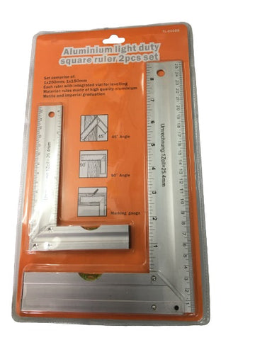 Try Square Aluminium 2 pc (6" 10") + Level